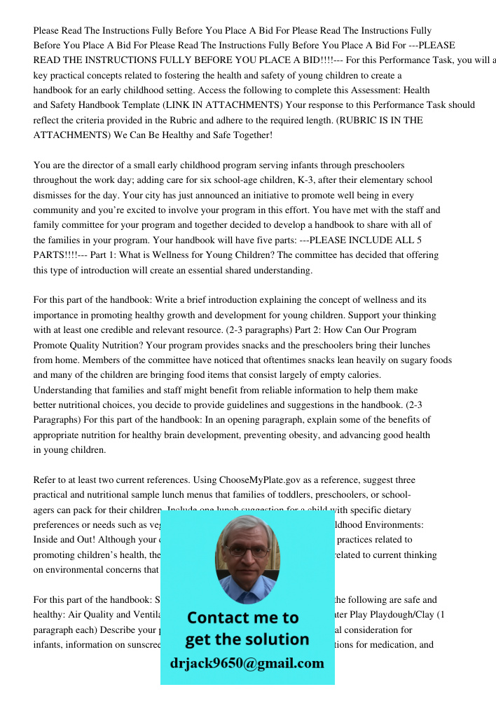 Please Read The Instructions Fully Before You Place A Bid For ---PLEASE READ THE INSTRUCTIONS FULLY BEFORE YOU PLACE A BID!!!!--- For this Performance Task, you