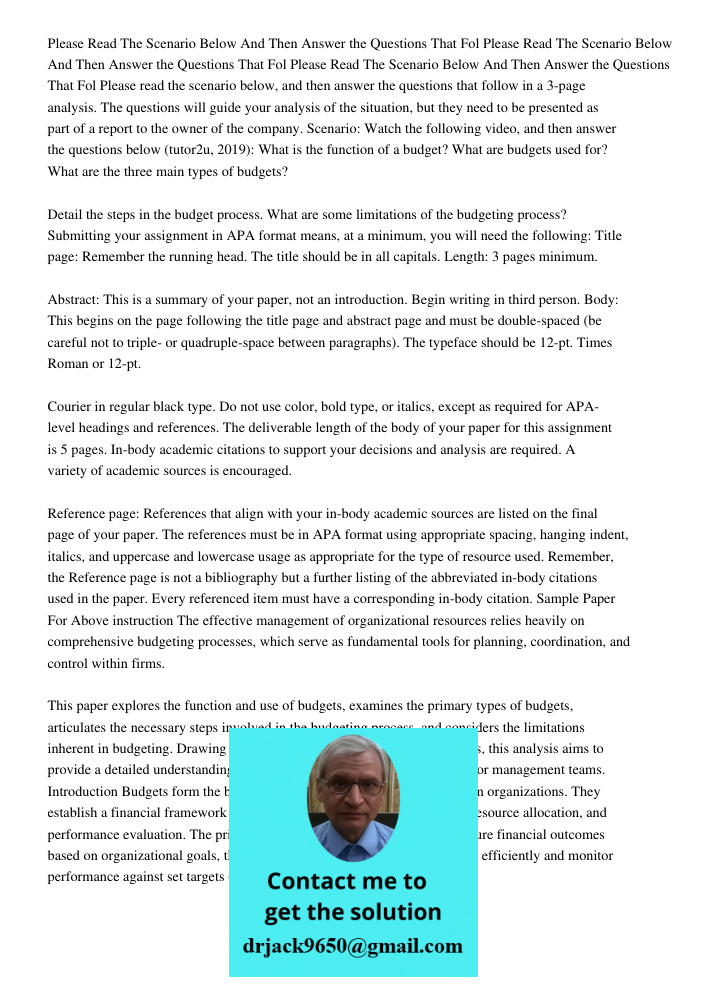 Please Read The Scenario Below And Then Answer the Questions That Fol Please read the scenario below, and then answer the questions that follow in a 3-page anal