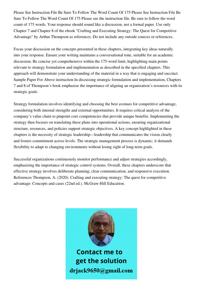 Please see the instruction file. Be sure to follow the word count of 175 words. Your response should sound like a discussion, not a formal paper. Use only Chapt