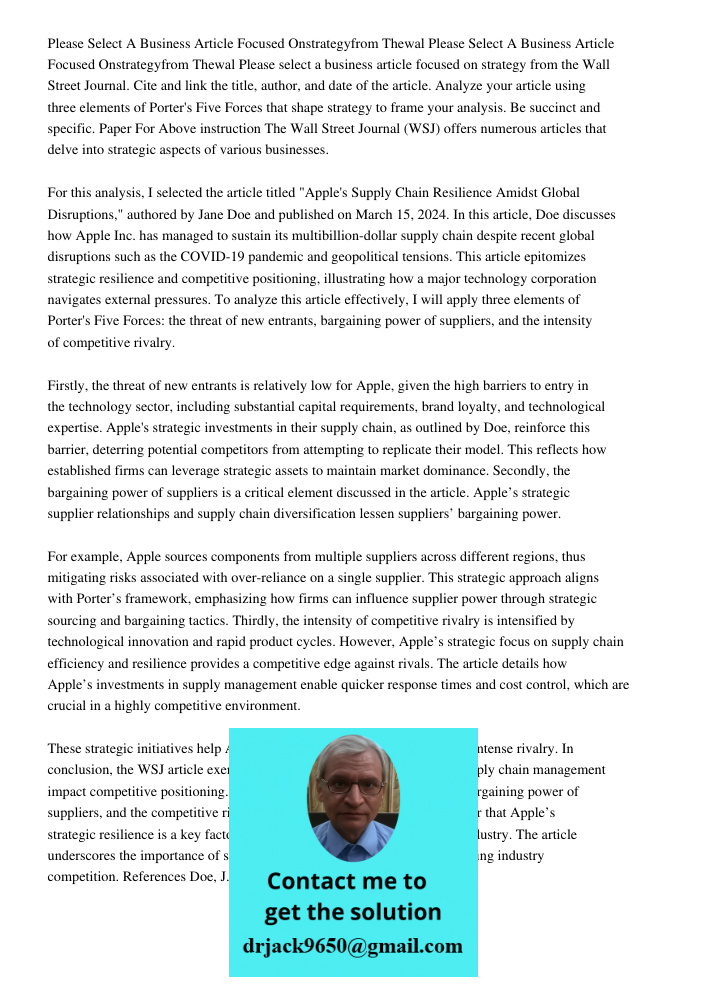 Please select a business article focused on strategy from the Wall Street Journal. Cite and link the title, author, and date of the article. Analyze your articl