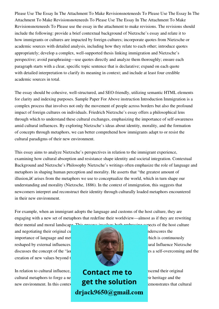 Please Use The Essay In The Attachment To Make Revisionsnoteneeds To Please use the essay in the attachment to make revisions. The revisions should include the 