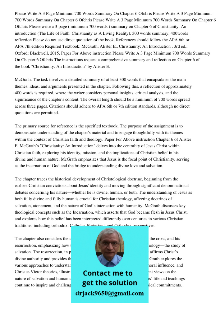 Please Write A 3 Page Minimum 700 Words Summary On Chapter 6 Ofchris Please write a 3-page ( minimum 700 words ) summary on Chapter 6 of Christianity: An introd