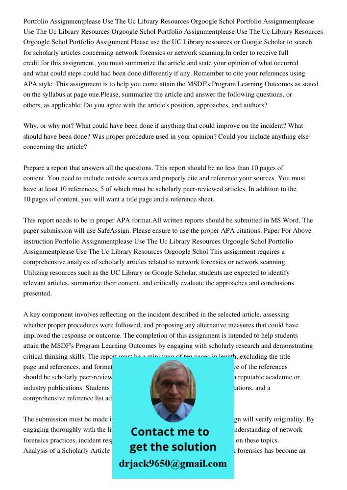 Portfolio Assignmentplease Use The Uc Library Resources Orgoogle Schol Portfolio Assignment Please use the UC Library resources or Google Scholar to search for 