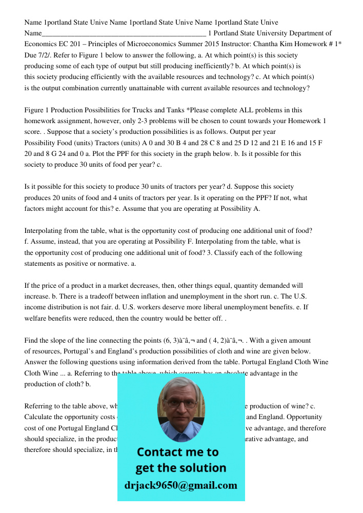 Name 1portland State Unive Name_____________________________________________ 1 Portland State University Department of Economics EC 201 – Principles of Microeco