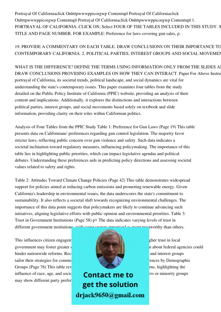 Portrayal Of Californiaclick Onhttpwwwppicorgwp Contentupl 1. PORTRAYAL OF CALIFORNIA. CLICK ON, Select FOUR OF THE TABLES INCLUDED IN THIS STUDY. STATE THEIR T