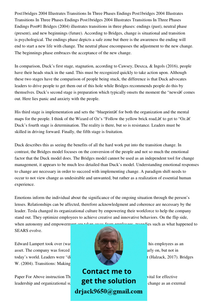 Post1bridges 2004 Illustrates Transitions In Three Phases Endings Post#1 Bridges (2004) illustrates transitions in three phases: endings (past), neutral phase (