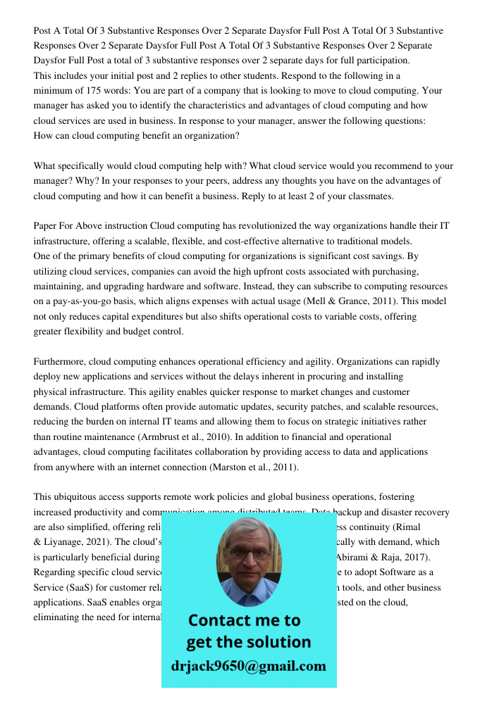 Post A Total Of 3 Substantive Responses Over 2 Separate Daysfor Full Post a total of 3 substantive responses over 2 separate days for full participation. This i