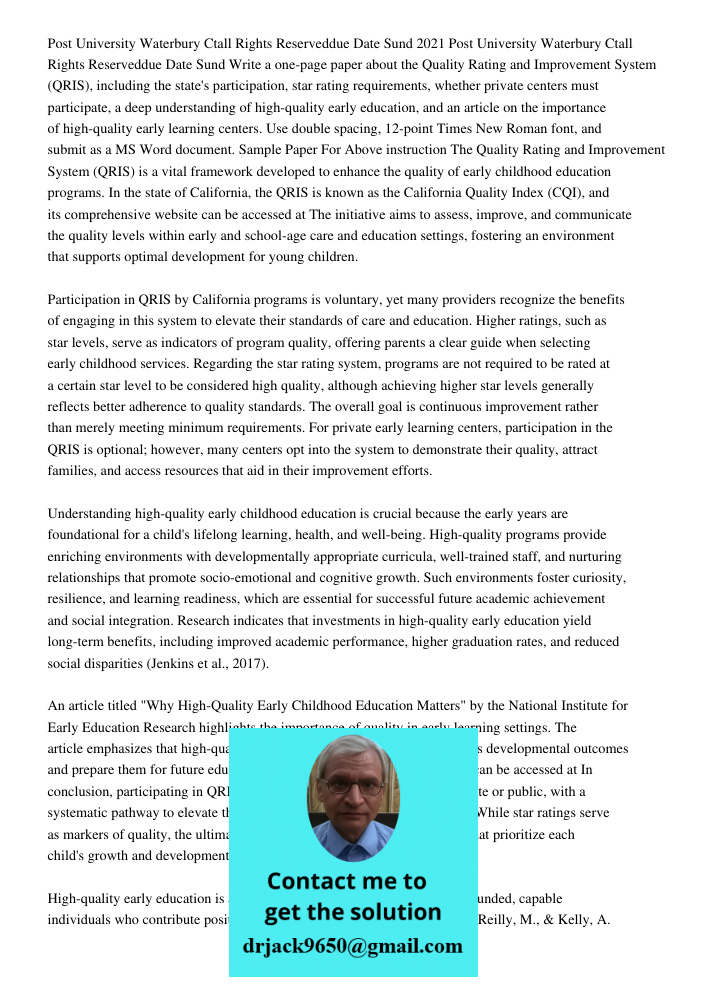 Write a one-page paper about the Quality Rating and Improvement System (QRIS), including the state's participation, star rating requirements, whether private ce