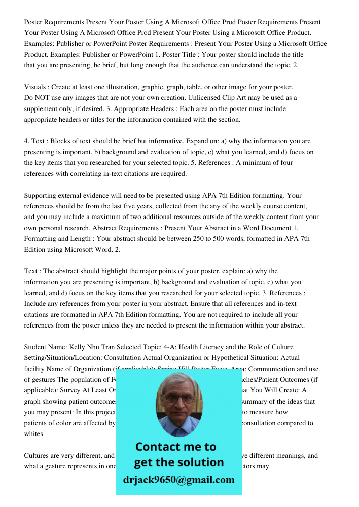 Present Your Poster Using a Microsoft Office Product. Examples: Publisher or PowerPoint Poster Requirements : Present Your Poster Using a Microsoft Office Produ