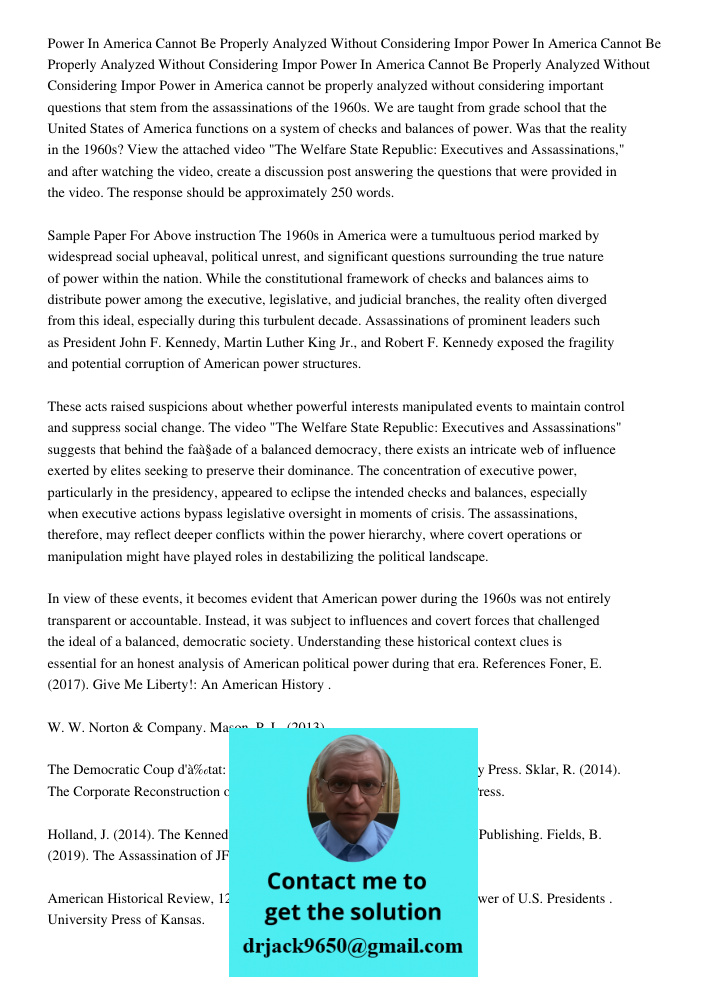 Power In America Cannot Be Properly Analyzed Without Considering Impor Power in America cannot be properly analyzed without considering important questions that