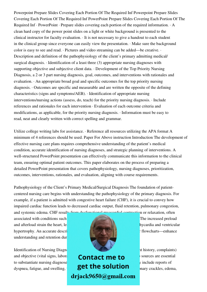 PowerPoint Prepare Slides Covering Each Portion Of The Required Inf · PowerPoint · Prepare slides covering each portion of the required information. · A clean h