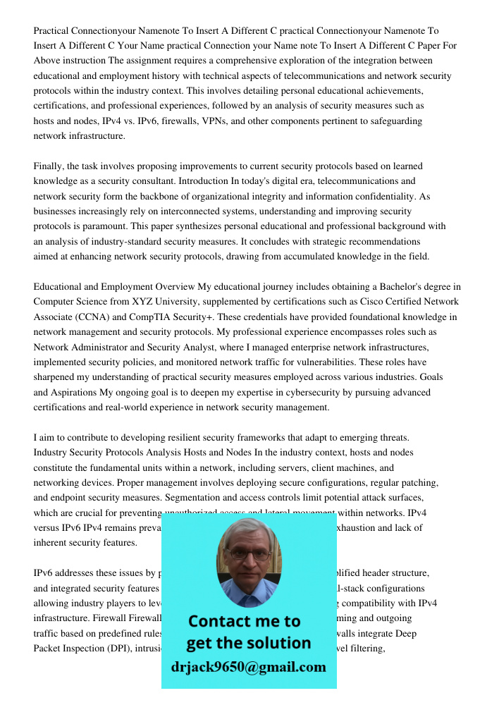 Your Name practical Connection your Name note To Insert A Different C Paper For Above instruction The assignment requires a comprehensive exploration of the int