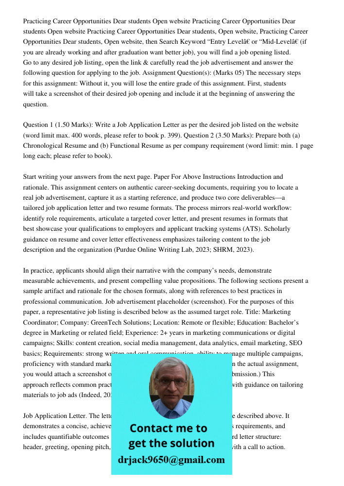 Practicing Career Opportunities Dear students Open website Practicing Career Opportunities Dear students, Open website, then Search Keyword “Entry Level” or “Mi