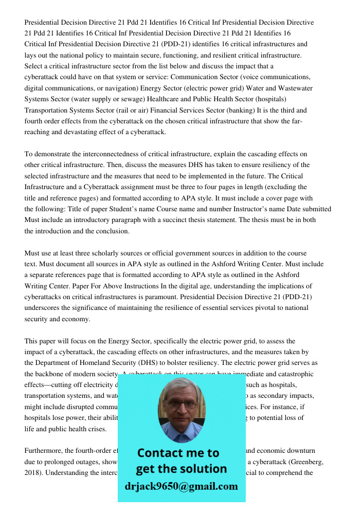 Presidential Decision Directive 21 Pdd 21 Identifies 16 Critical Inf Presidential Decision Directive 21 (PDD-21) identifies 16 critical infrastructures and lays