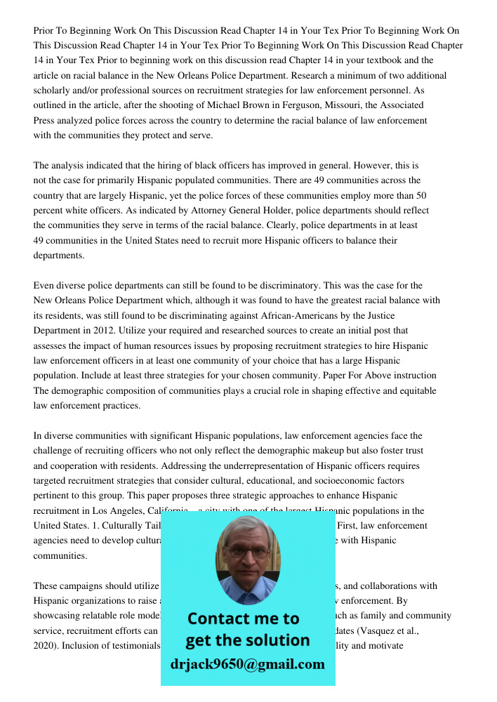 Prior To Beginning Work On This Discussion Read Chapter 14 in Your Tex Prior to beginning work on this discussion read Chapter 14 in your textbook and the artic