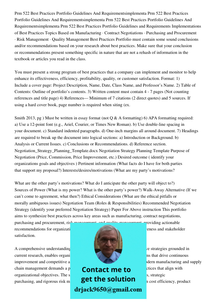 Prm 522 Best Practices Portfolio Guidelines And Requirementsimplementa Prm 522 Best Practices Portfolio Guidelines and Requirements Implementations of Best Prac