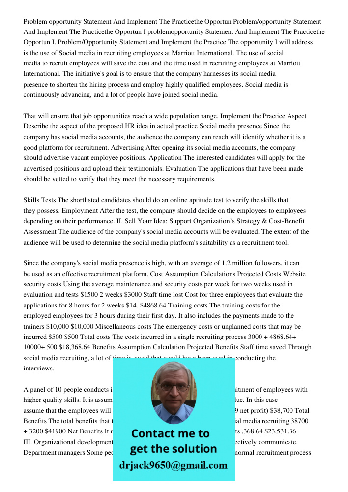 I problemopportunity Statement And Implement The Practicethe Opportun I. Problem/Opportunity Statement and Implement the Practice The opportunity I will address