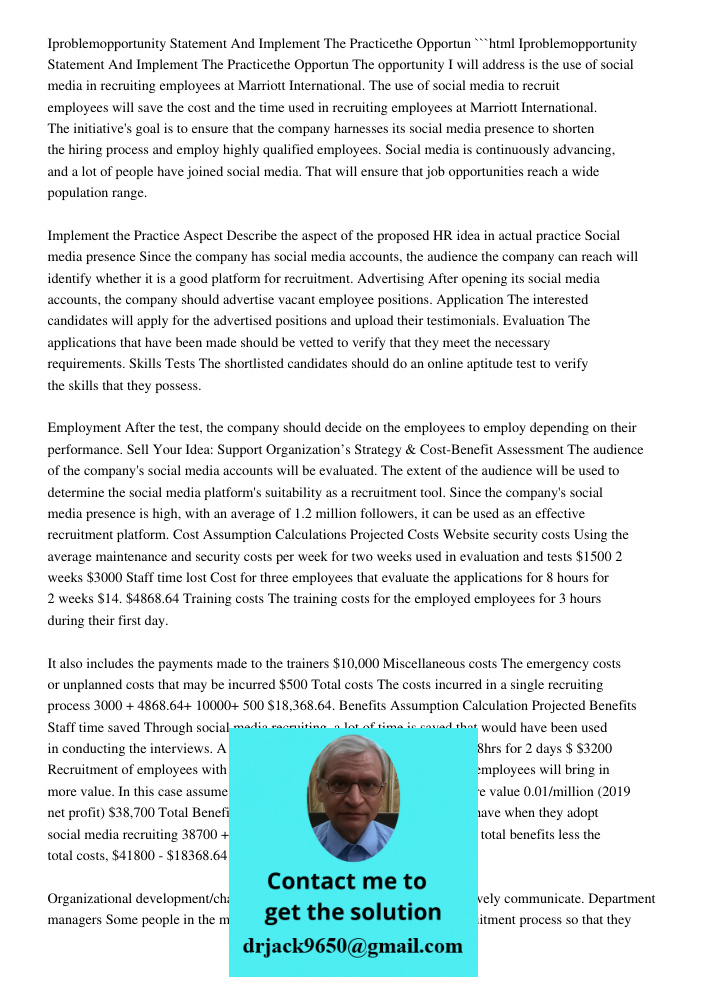 Problem Opportunity Statement And Implement The Practice