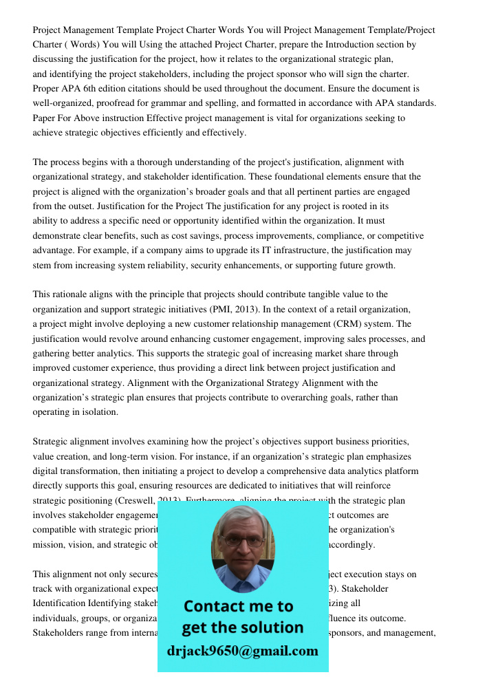 Using the attached Project Charter, prepare the Introduction section by discussing the justification for the project, how it relates to the organizational strat