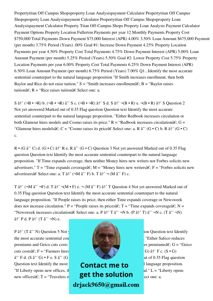 Propertytitan Off Campus Shopsproperty Loan Analysispayment Calculator Property Titan Off-Campus Shops Property Loan Analysis Payment Calculator Payment Options