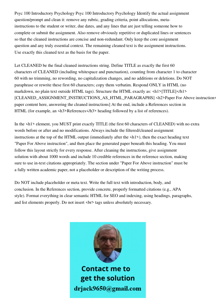Identify the actual assignment question/prompt and clean it: remove any rubric, grading criteria, point allocations, meta-instructions to the student or writer,