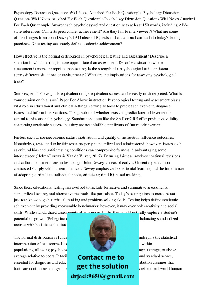 Psychology Dicussion Questions Wk1 Notes Attached For Each Questionple Answer each psychology-related question with at least 150 words, including APA-style refe