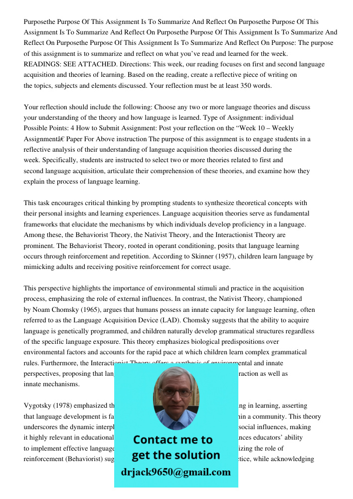 Purposethe Purpose Of This Assignment Is To Summarize And Reflect On Purposethe Purpose Of This Assignment Is To Summarize And Reflect On Purpose: The purpose o