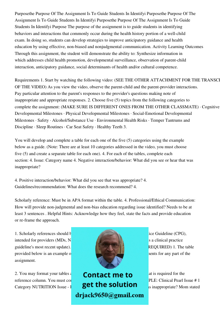 Purposethe Purpose Of The Assignment Is To Guide Students In Identifyi Purpose The purpose of the assignment is to guide students in identifying behaviors and i