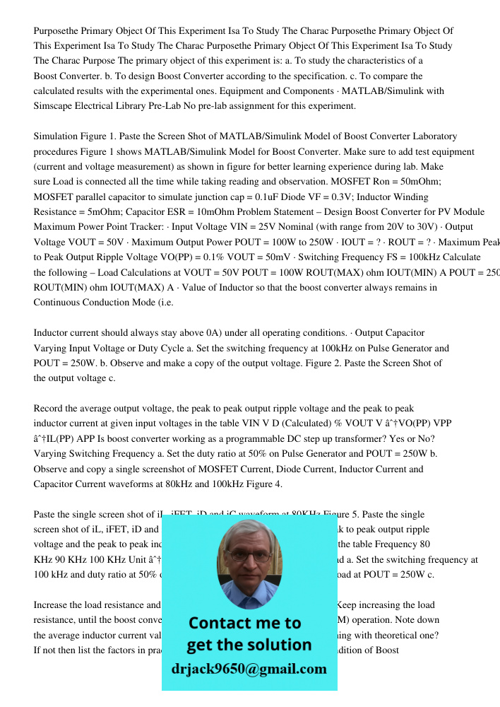 Purposethe Primary Object Of This Experiment Isa To Study The Charac Purpose The primary object of this experiment is: a. To study the characteristics of a Boos