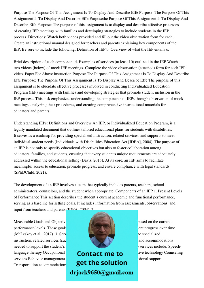 Purposethe Purpose Of This Assignment Is To Display And Describe Effe Purpose: The purpose of this assignment is to display and describe effective processes of 