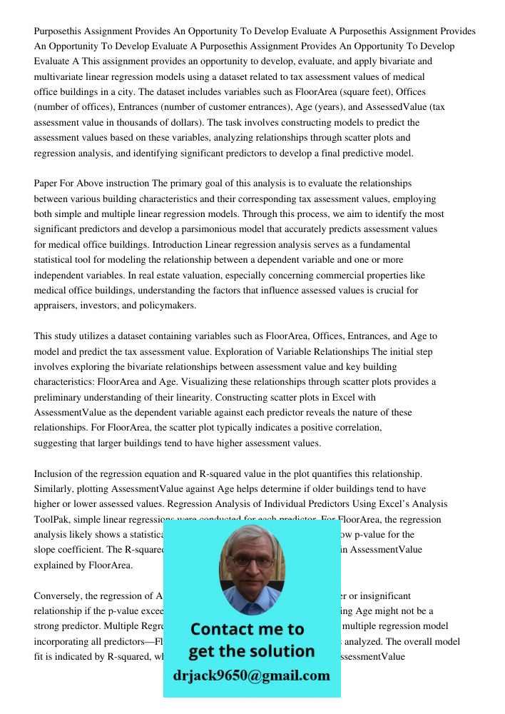 Purposethis Assignment Provides An Opportunity To Develop Evaluate A This assignment provides an opportunity to develop, evaluate, and apply bivariate and multi