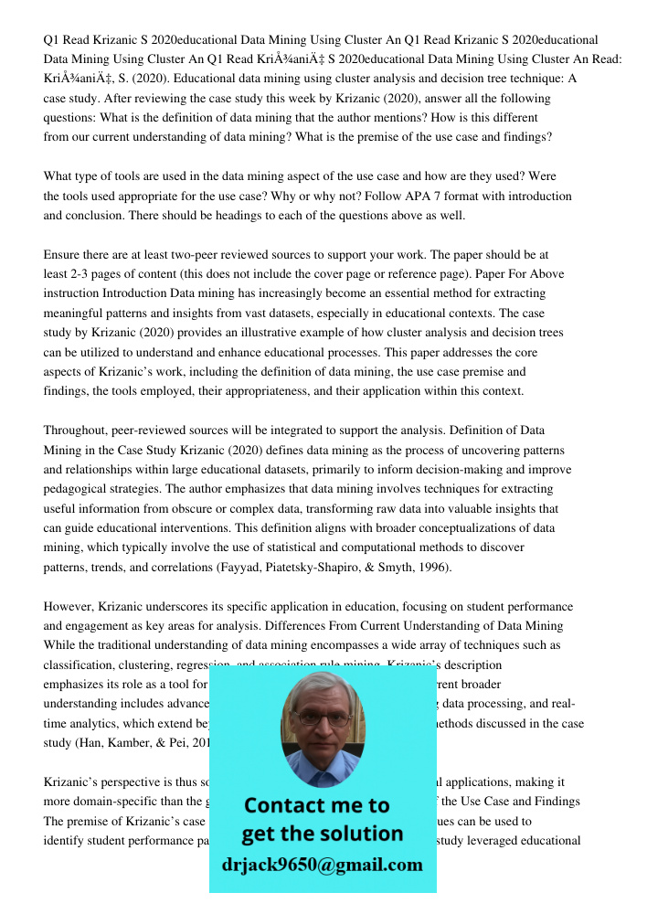 Q1 Read Krizanic S 2020educational Data Mining Using Cluster An Read: Križanić, S. (2020). Educational data mining using cluster analysis and decision tree tech