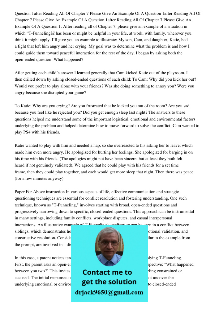 Question 1after Reading All Of Chapter 7 Please Give An Example Of A Question 1: After reading all of Chapter 7, please give an example of a situation in which 