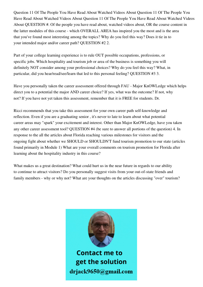 Question 11 Of The People You Have Read About Watched Videos About QUESTION #. Of the people you have read about, watched videos about, OR the course content in