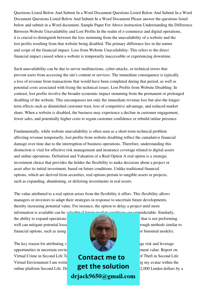 Questions Listed Below And Submit In a Word Document Please answer the questions listed below and submit in a Word document. Sample Paper For Above instruction 