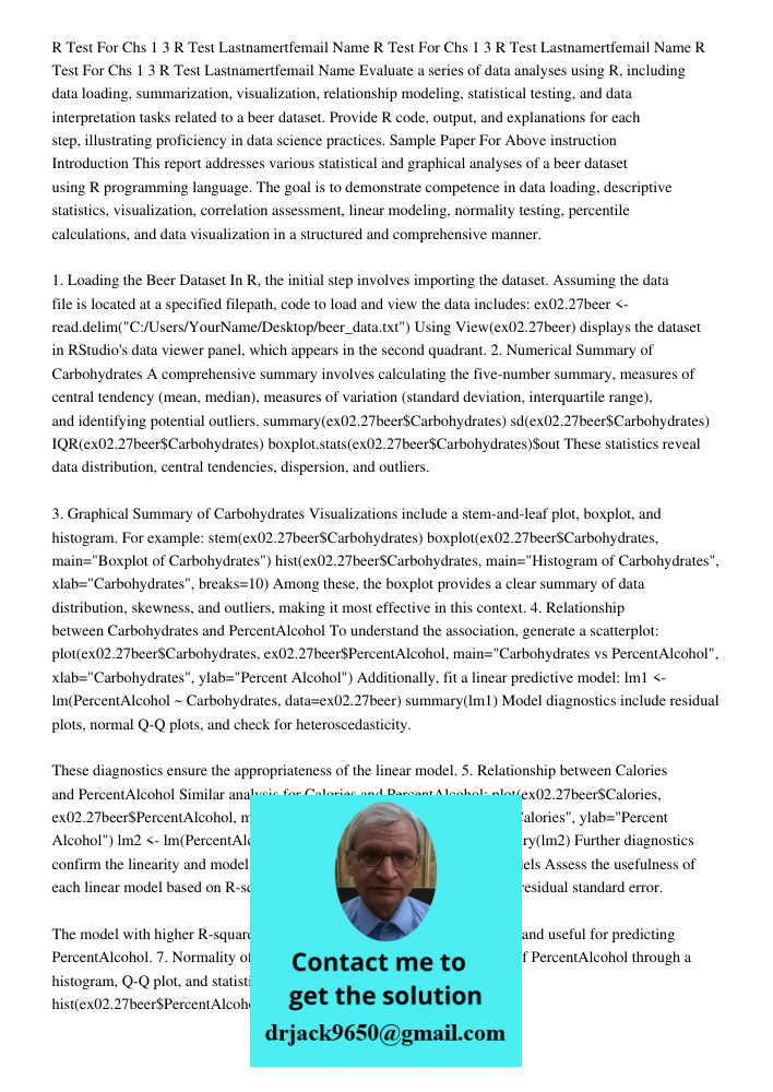 R Test For Chs 1 3 R Test Lastnamertfemail Name Evaluate a series of data analyses using R, including data loading, summarization, visualization, relationship m