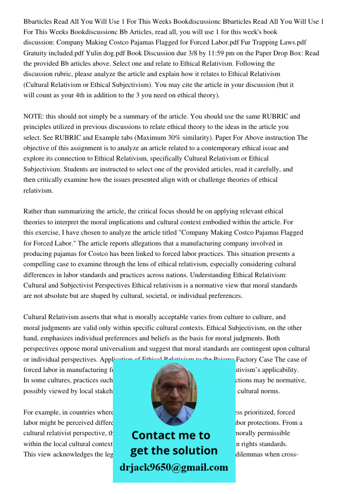 Bb Articles, read all, you will use 1 for this week's book discussion: Company Making Costco Pajamas Flagged for Forced Labor.pdf Fur Trapping Laws.pdf Gratuity