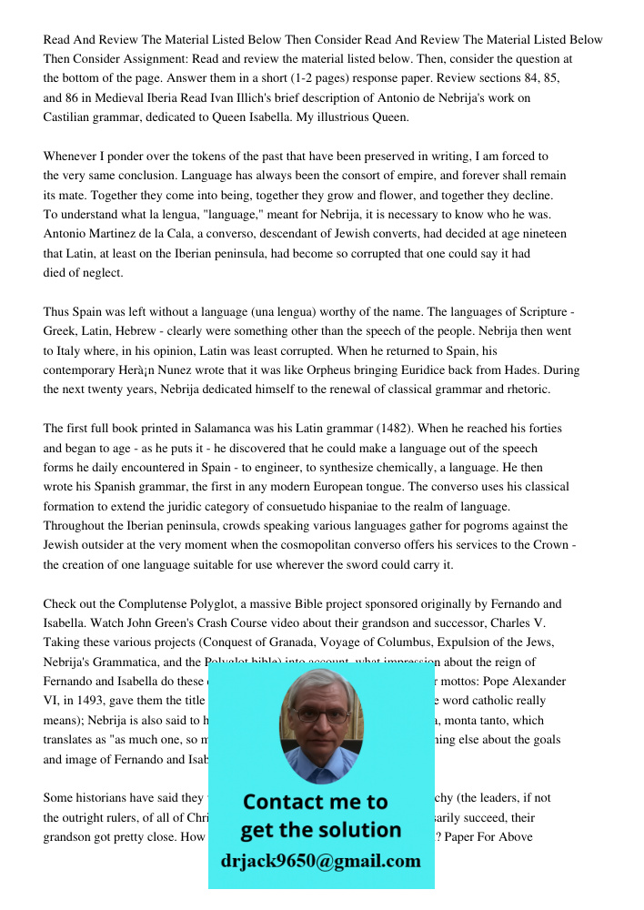 Assignment: Read and review the material listed below. Then, consider the question at the bottom of the page. Answer them in a short (1-2 pages) response paper.