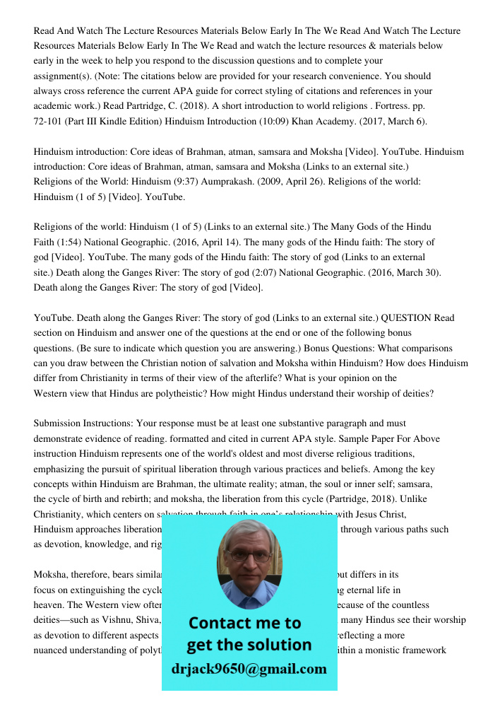Read and watch the lecture resources & materials below early in the week to help you respond to the discussion questions and to complete your assignment(s). (No