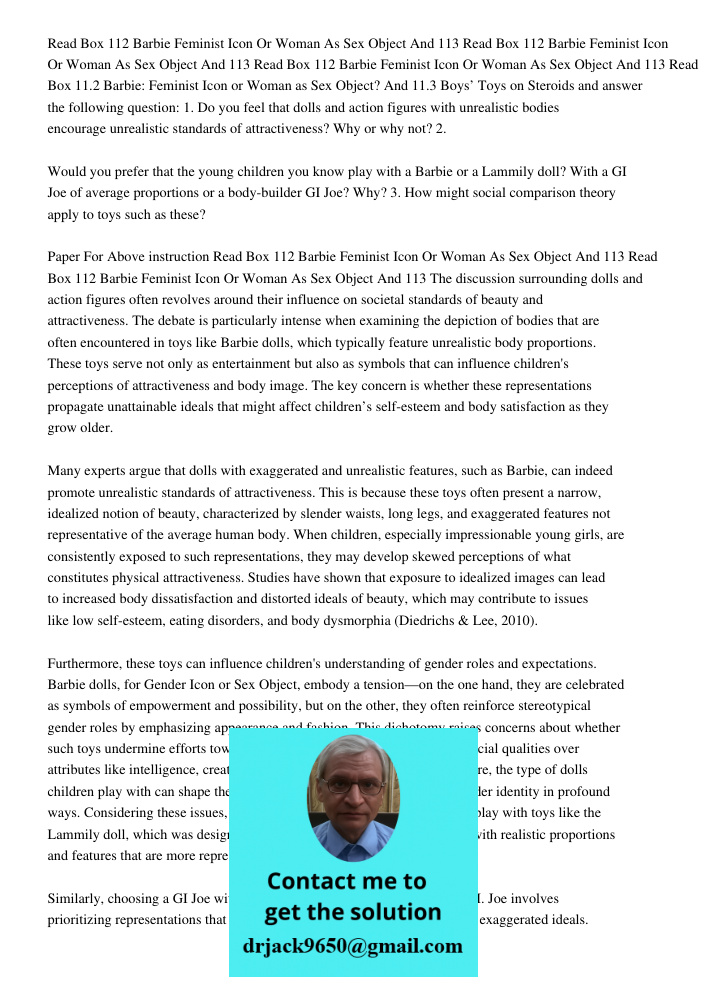 Read Box 112 Barbie Feminist Icon Or Woman As Sex Object And 113 Read Box 11.2 Barbie: Feminist Icon or Woman as Sex Object? And 11.3 Boys’ Toys on Steroids and