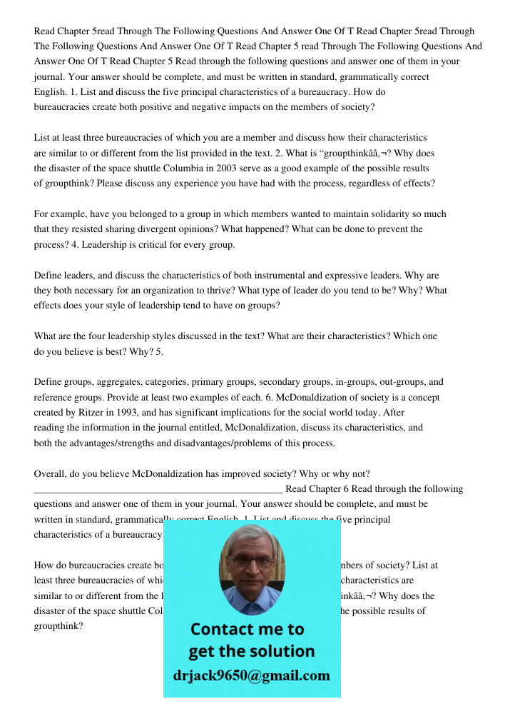 Read Chapter 5 read Through The Following Questions And Answer One Of T Read Chapter 5 Read through the following questions and answer one of them in your journ