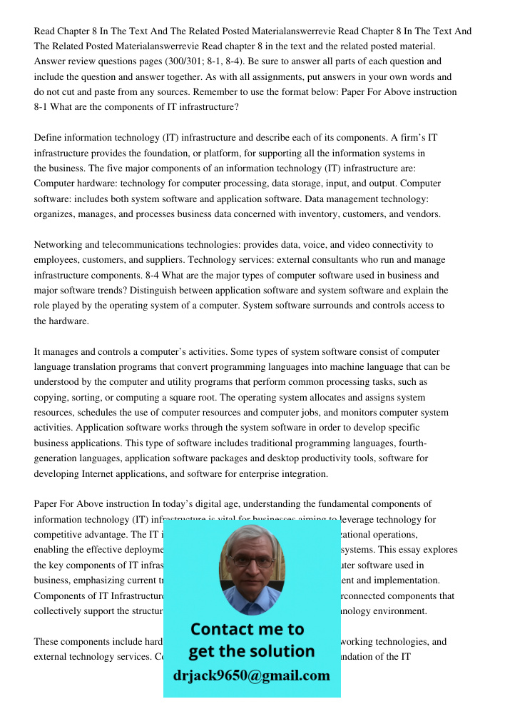 Read chapter 8 in the text and the related posted material. Answer review questions pages (300/301; 8-1, 8-4). Be sure to answer all parts of each question and 