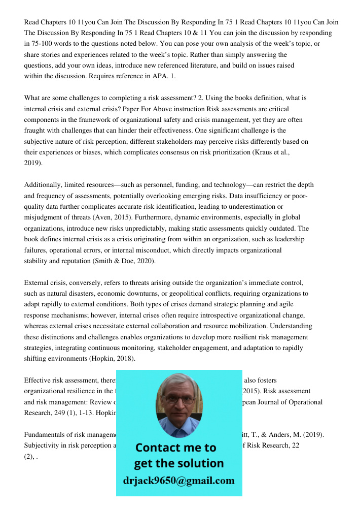 Read Chapters 10 & 11 You can join the discussion by responding in 75-100 words to the questions noted below. You can pose your own analysis of the week’s topic