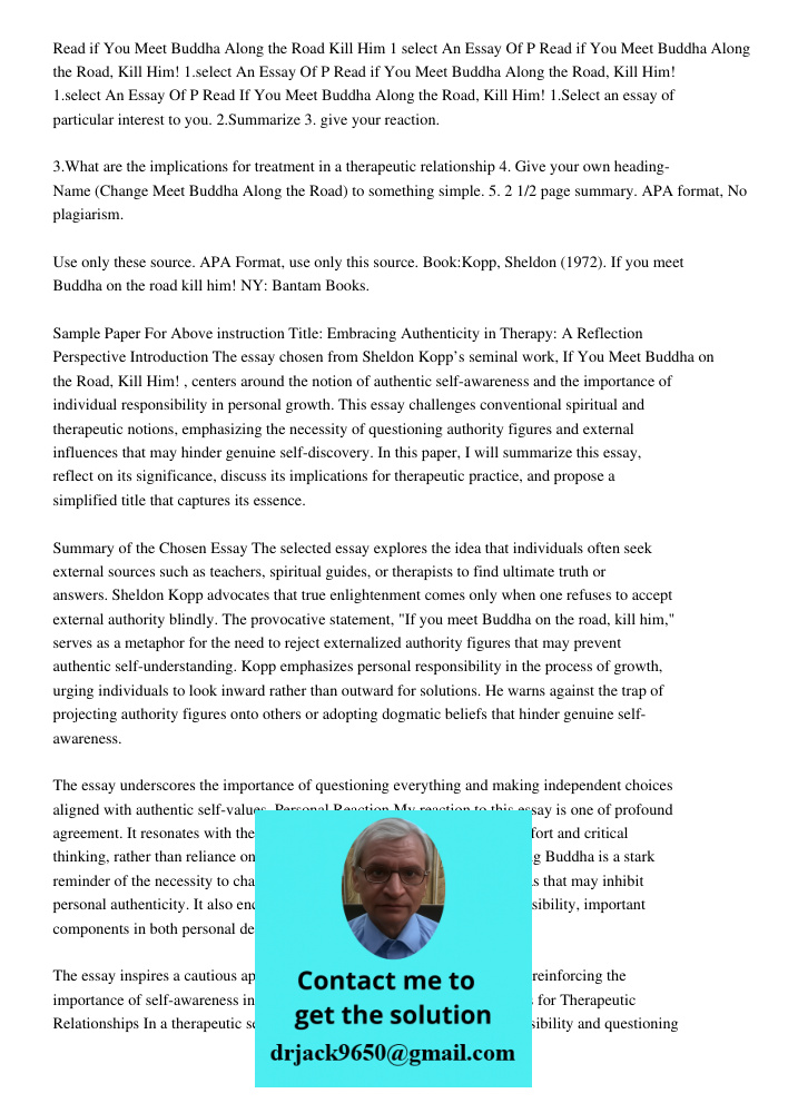 Read if You Meet Buddha Along the Road, Kill Him! 1.select An Essay Of P Read If You Meet Buddha Along the Road, Kill Him! 1.Select an essay of particular inter