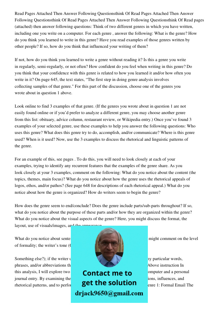 Read Pages 634 636 Attached Then Answer Following Questionsthink Of Read pages (attached) then answer following questions: Think of two different genres in whic