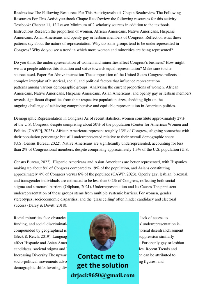 Read/review the following resources for this activity: Textbook: Chapter 11, 12 Lesson Minimum of 2 scholarly sources in addition to the textbook. Instructions 