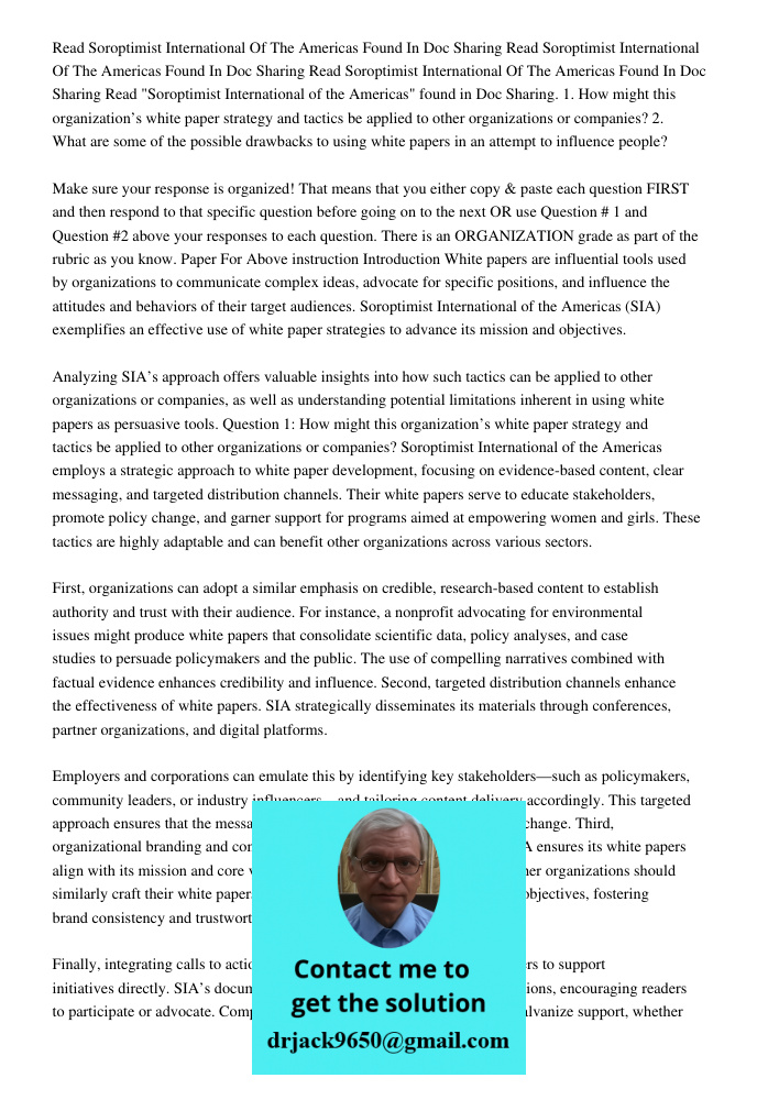 Read Soroptimist International Of The Americas Found In Doc Sharing Read "Soroptimist International of the Americas" found in Doc Sharing. 1. How might this org