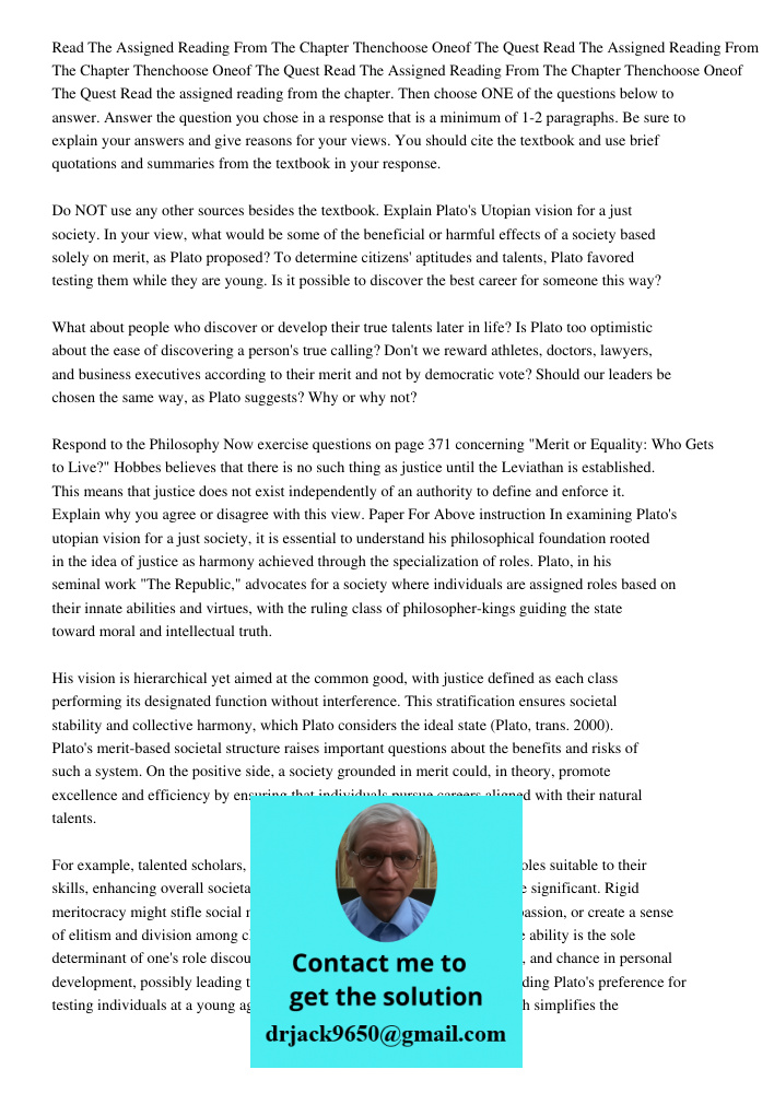 Read The Assigned Reading From The Chapter Thenchoose Oneof The Quest Read the assigned reading from the chapter. Then choose ONE of the questions below to answ