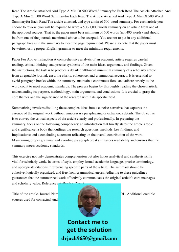 Read The Article Attached And Type A Min Of 500 Word Summaryfor Each Read The article attached, and type a min of 500-word summary. For each article you choose 