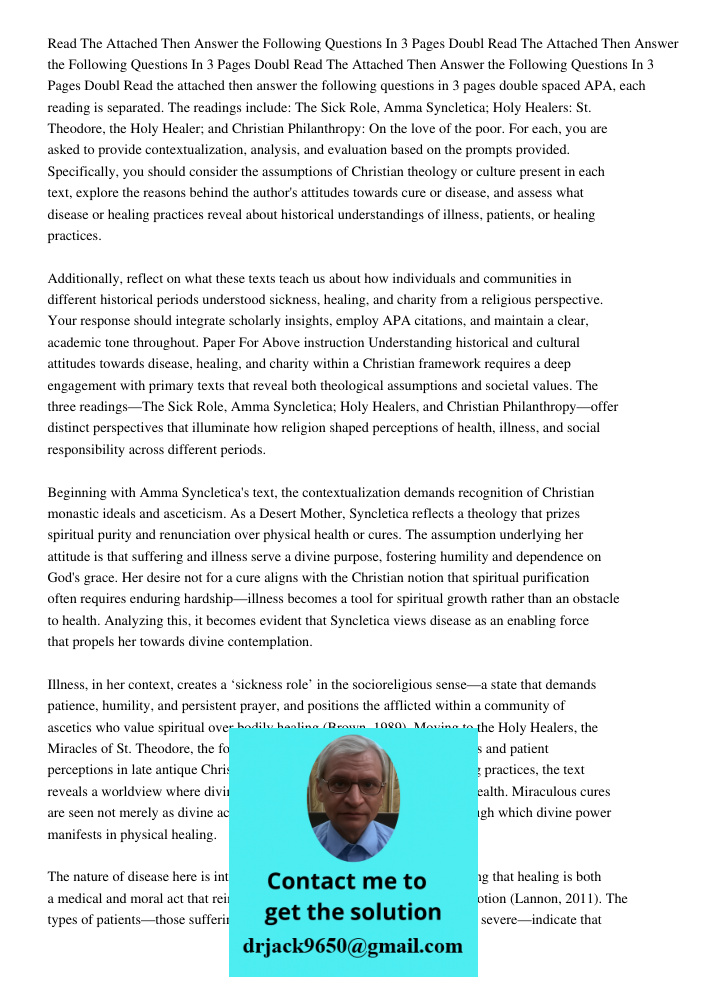 Read The Attached Then Answer the Following Questions In 3 Pages Doubl Read the attached then answer the following questions in 3 pages double spaced APA, each 